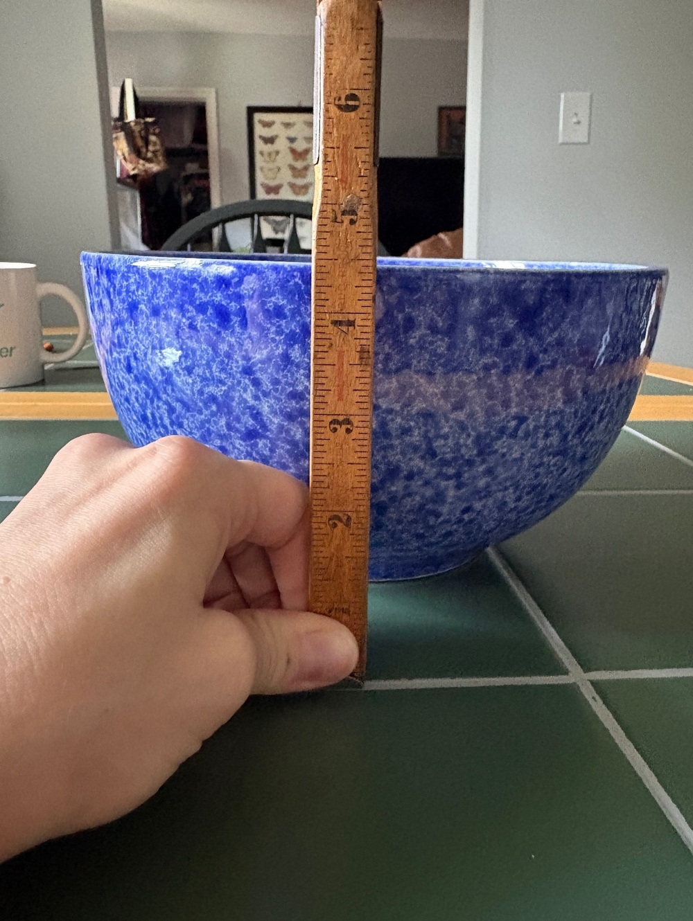 Vintage EuroCeramica Coche Blue Sponge Glaze Stoneware Serving Bowl Portugal - Picture 6 of 6